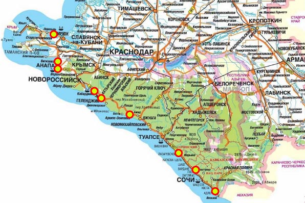 Карта Краснодарского Края Подробная По Районам